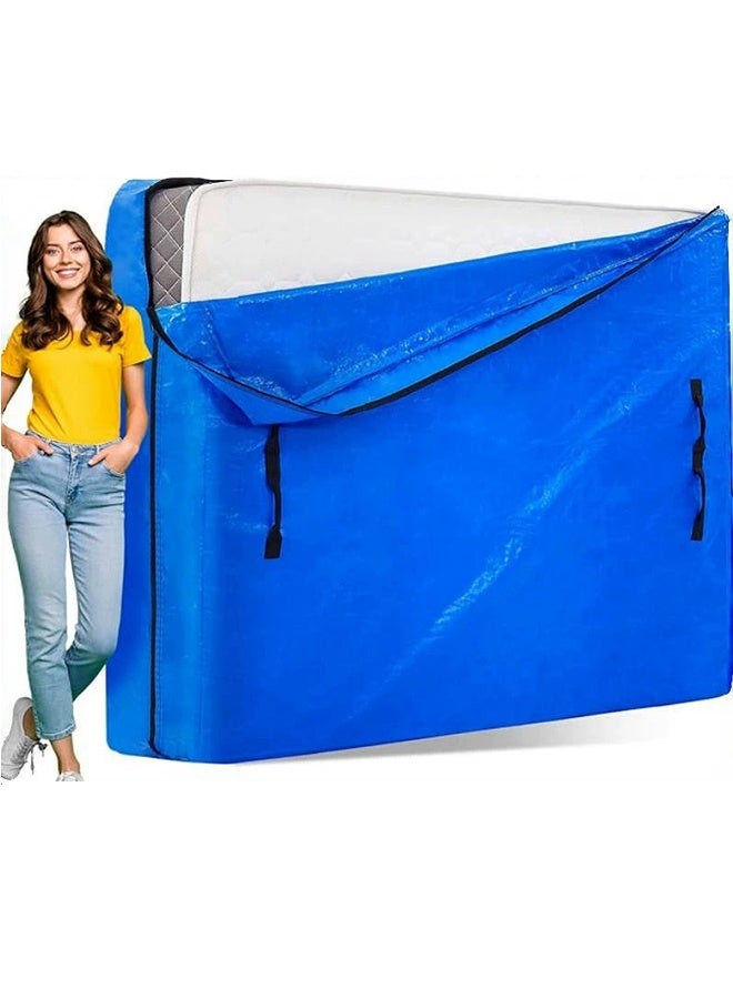 JCB CHIC أكياس مراتب للنقل والتخزين، غطاء مراتب مقاوم للماء، غطاء تخزين مراتب بسحّاب مزدوج ومقابض حمل قوية، أكياس نقل مراتب قابلة لإعادة الاستخدام (مناسبة للمراتب مقاس 1.8 متر) - Image 2